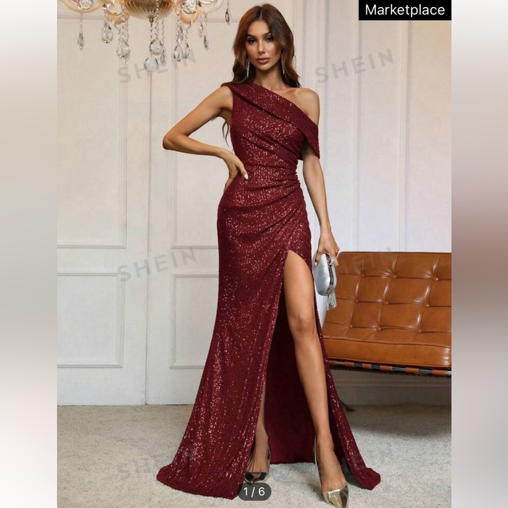 Burgundy prom gown - Picture 2 of 7